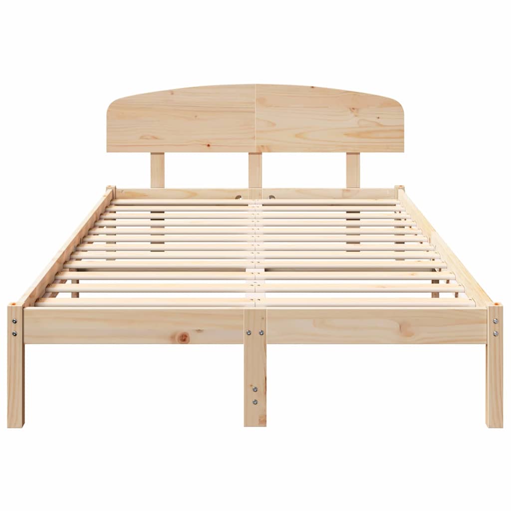 Sengestamme med hodegjerde Brun 135 x 190 cm Massivt furutre