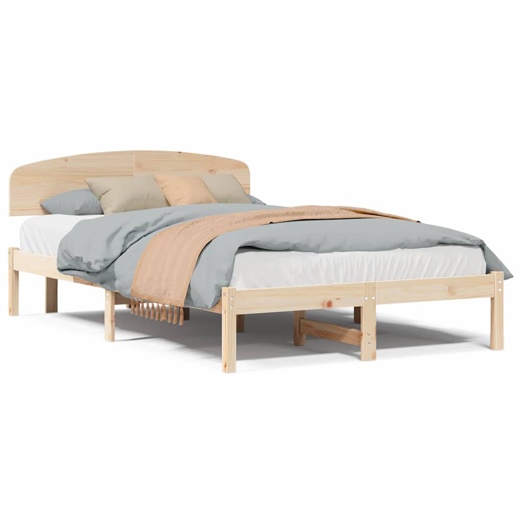 Sengestamme med hodegjerde Brun 135 x 190 cm Massivt furutre