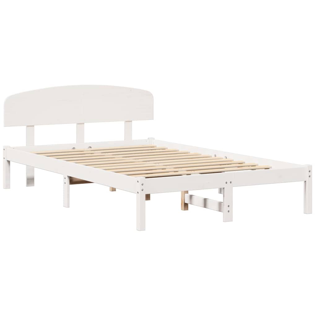 Sengestamme med hodegjerde Hvit 135 x 190 cm Massivt furutre