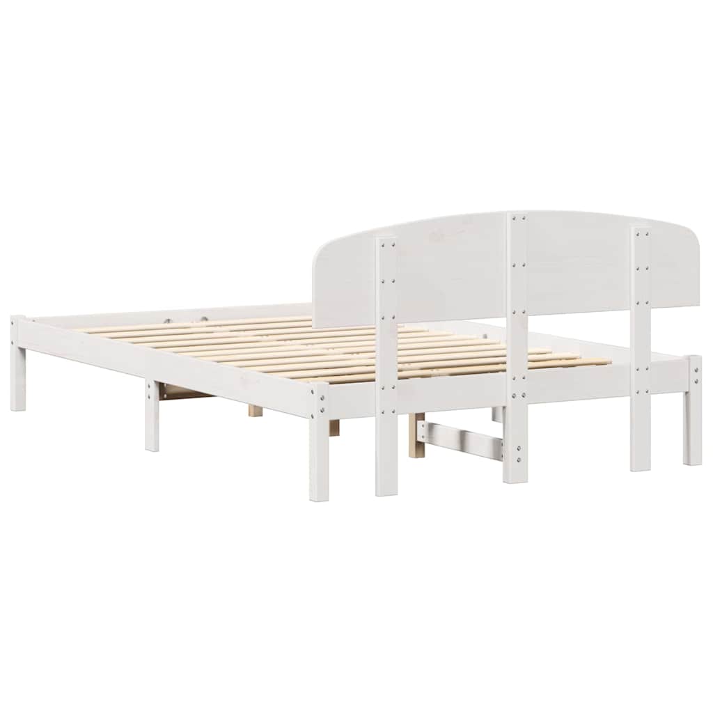 Sengestamme med hodegjerde Hvit 135 x 190 cm Massivt furutre