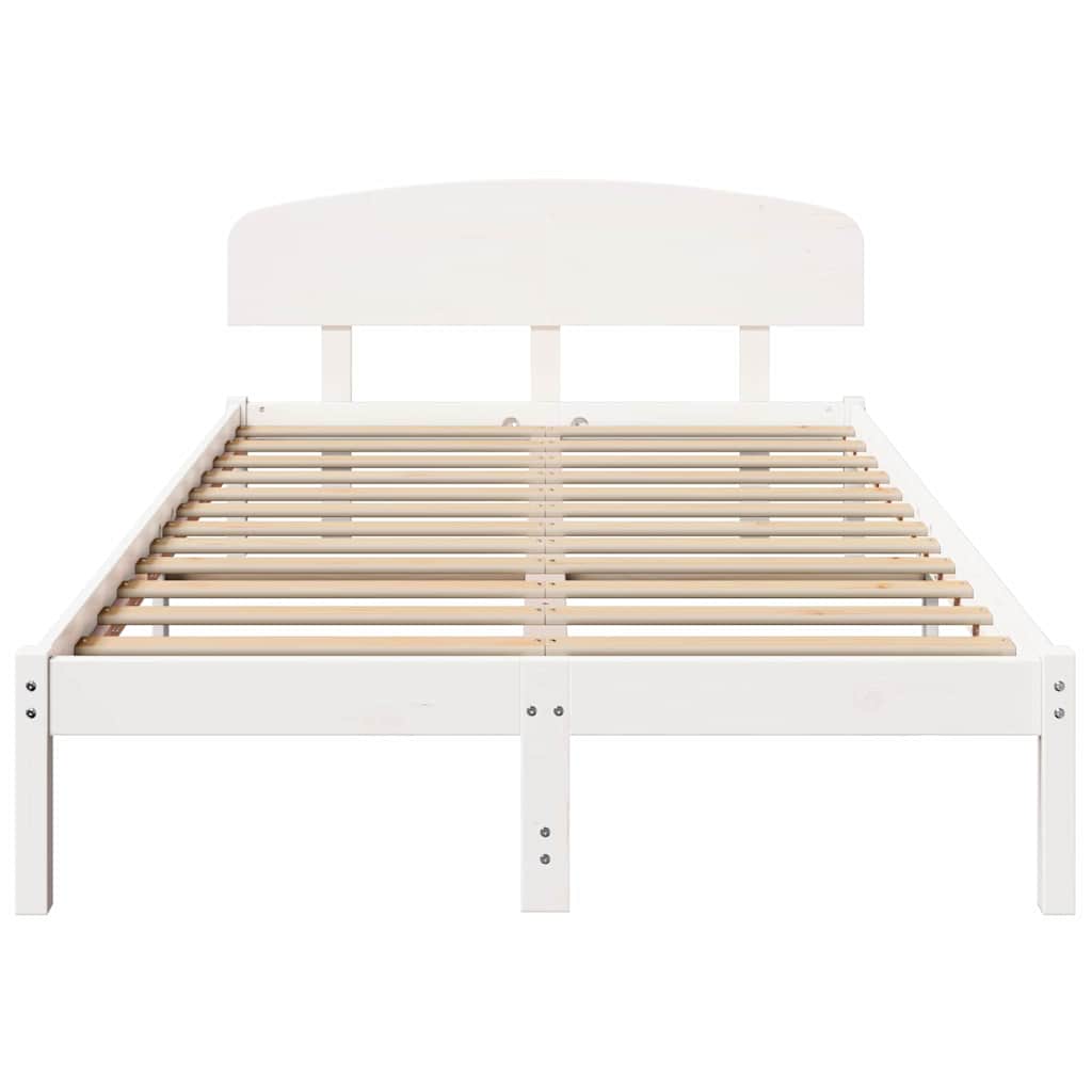 Sengestamme med hodegjerde Hvit 135 x 190 cm Massiv furu
