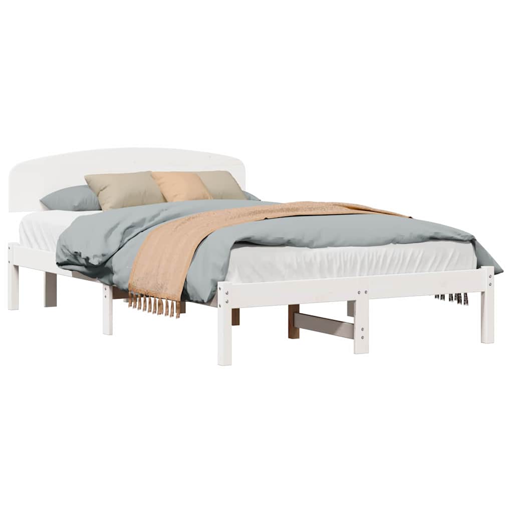 Sengestamme med hodegjerde Hvit 135 x 190 cm Massivt furutre