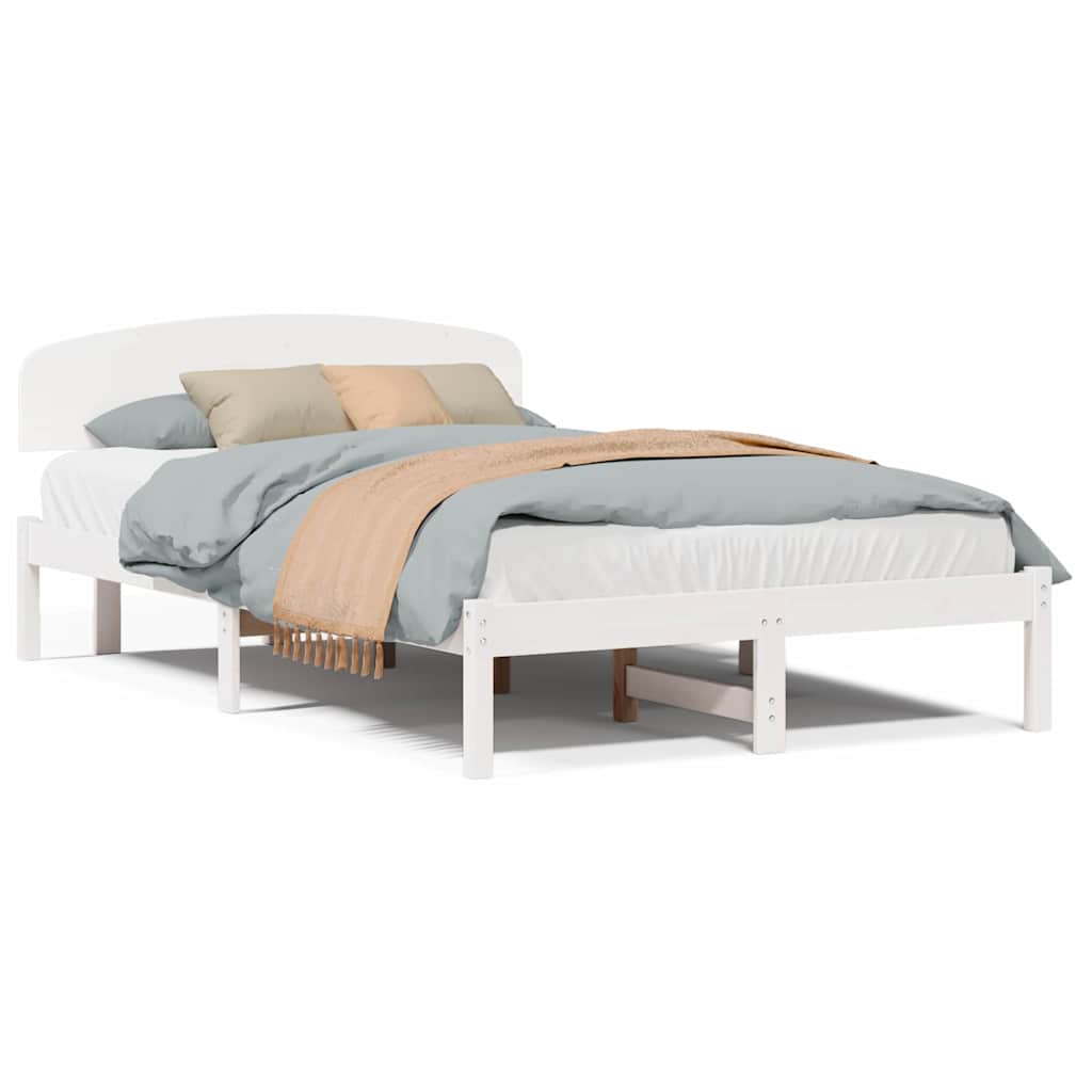 Sengestamme med hodegjerde Hvit 120 x 190 cm Massivt furutre