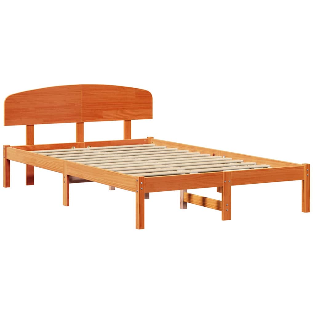 Sengestamme med hodegjerde Vokset Brun 120 x 190 cm Massiv furu
