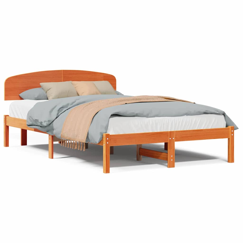 Sengestamme med hodegjerde Brun 120 x 190 cm Massivt furutre