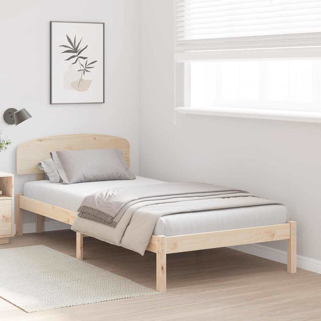 Sengestamme med hodegjerde Naturlig 100 x 200 cm Massiv furu