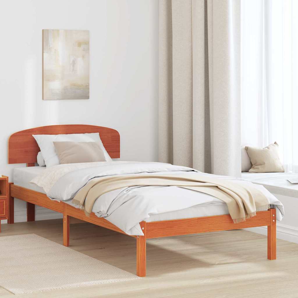 Sengestamme med hodegjerde Brun 90 x 200 cm Massivt furutre