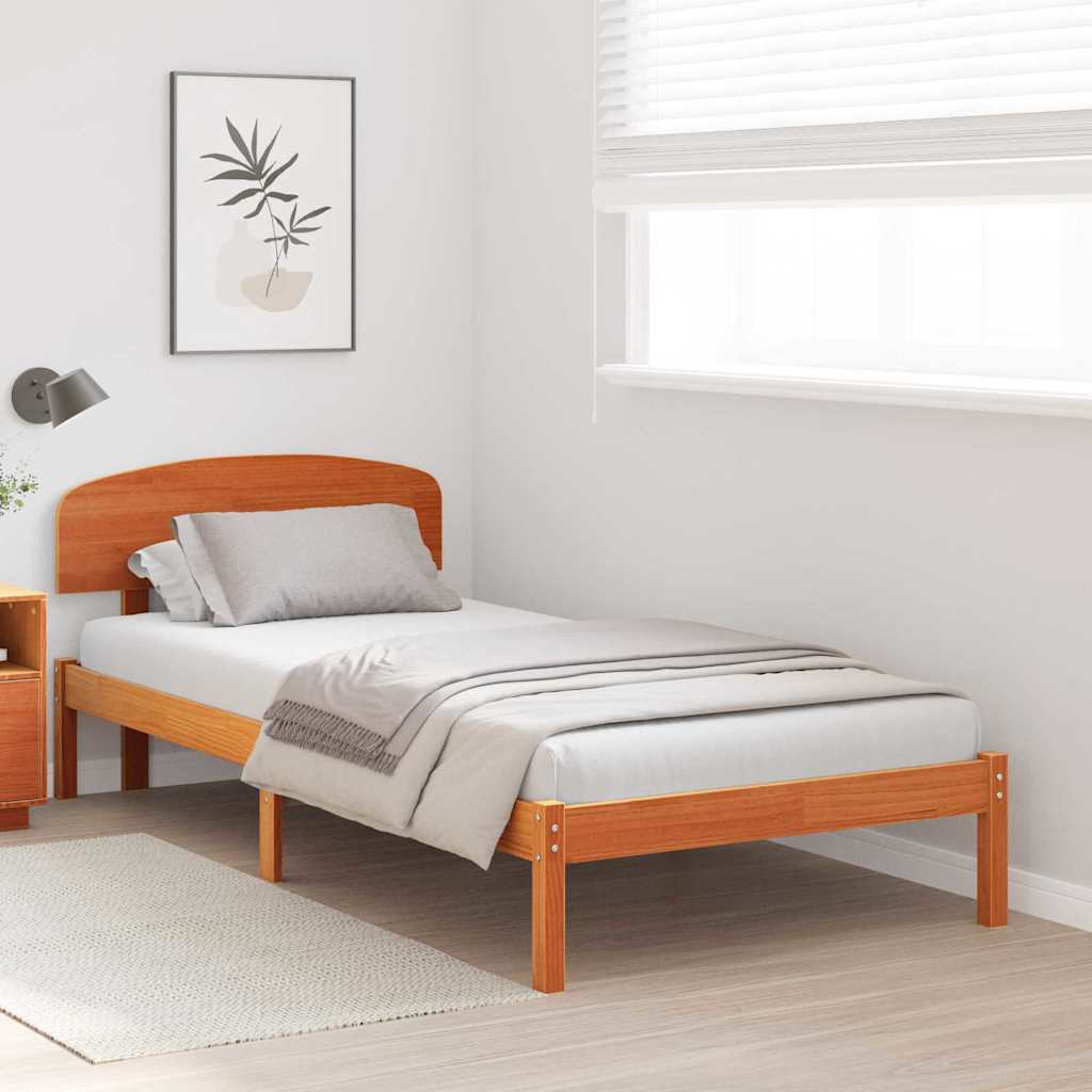 Sengestamme med hodegjerde Brun 90 x 200 cm Massivt furutre