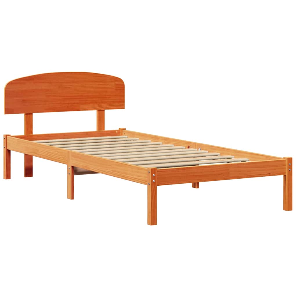Sengestamme med hodegjerde Brun 90 x 200 cm Massivt furutre