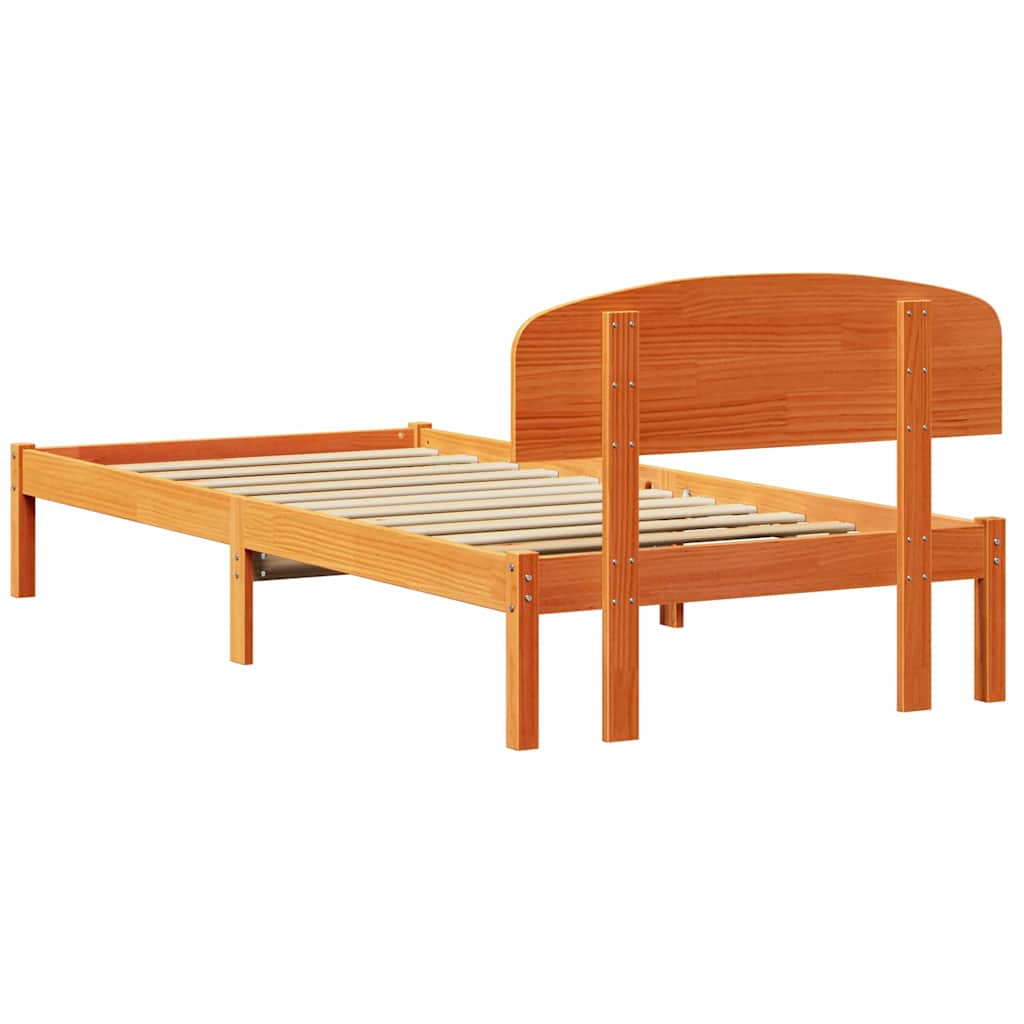 Sengestamme med hodegjerde Brun 90 x 200 cm Massivt furutre