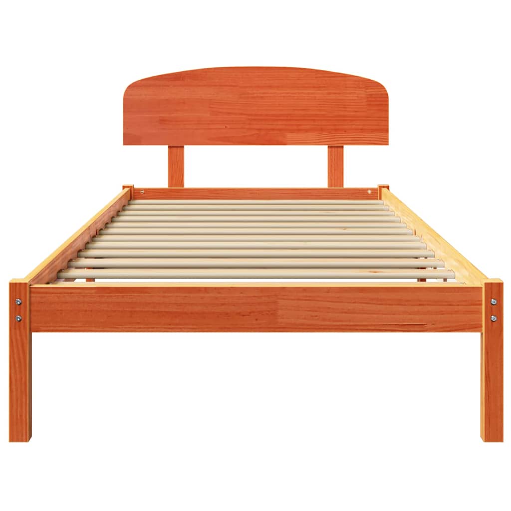 Sengestamme med hodegjerde Brun 90 x 200 cm Massivt furutre