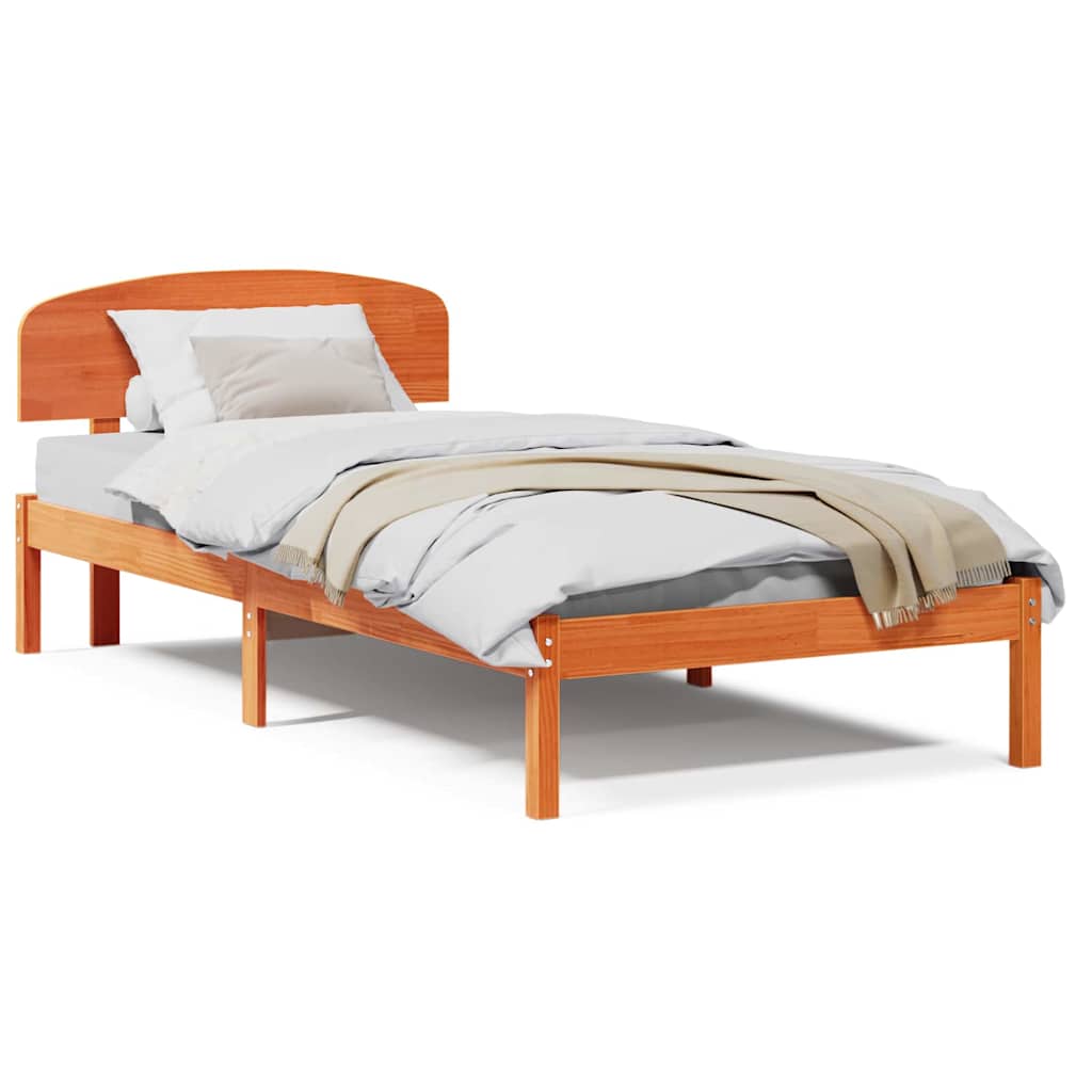 Sengestamme med hodegjerde Brun 90 x 200 cm Massivt furutre