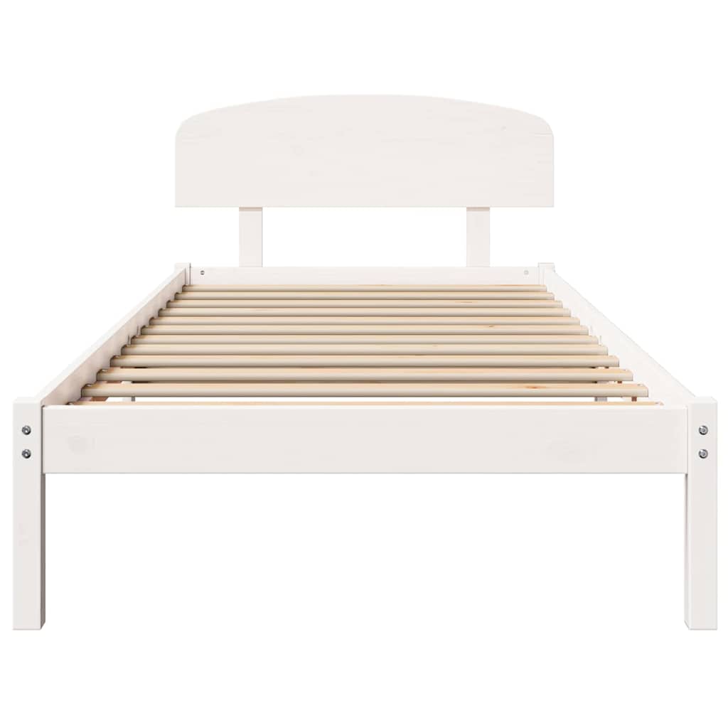 Sengestamme med hodegjerde Hvit 80 x 200 cm Massivt furutre