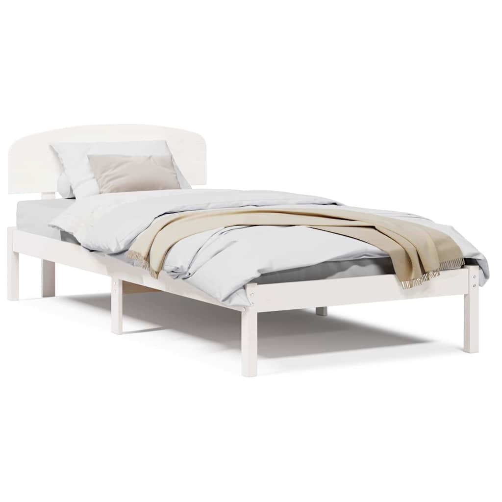 Sengestamme med hodegjerde Hvit 80 x 200 cm Massivt furutre
