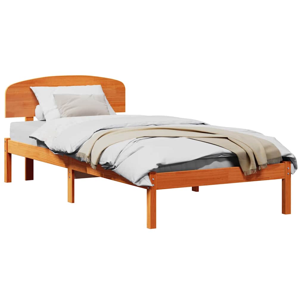 Sengestamme med hodegjerde Brun 80 x 200 cm Massivt furutre