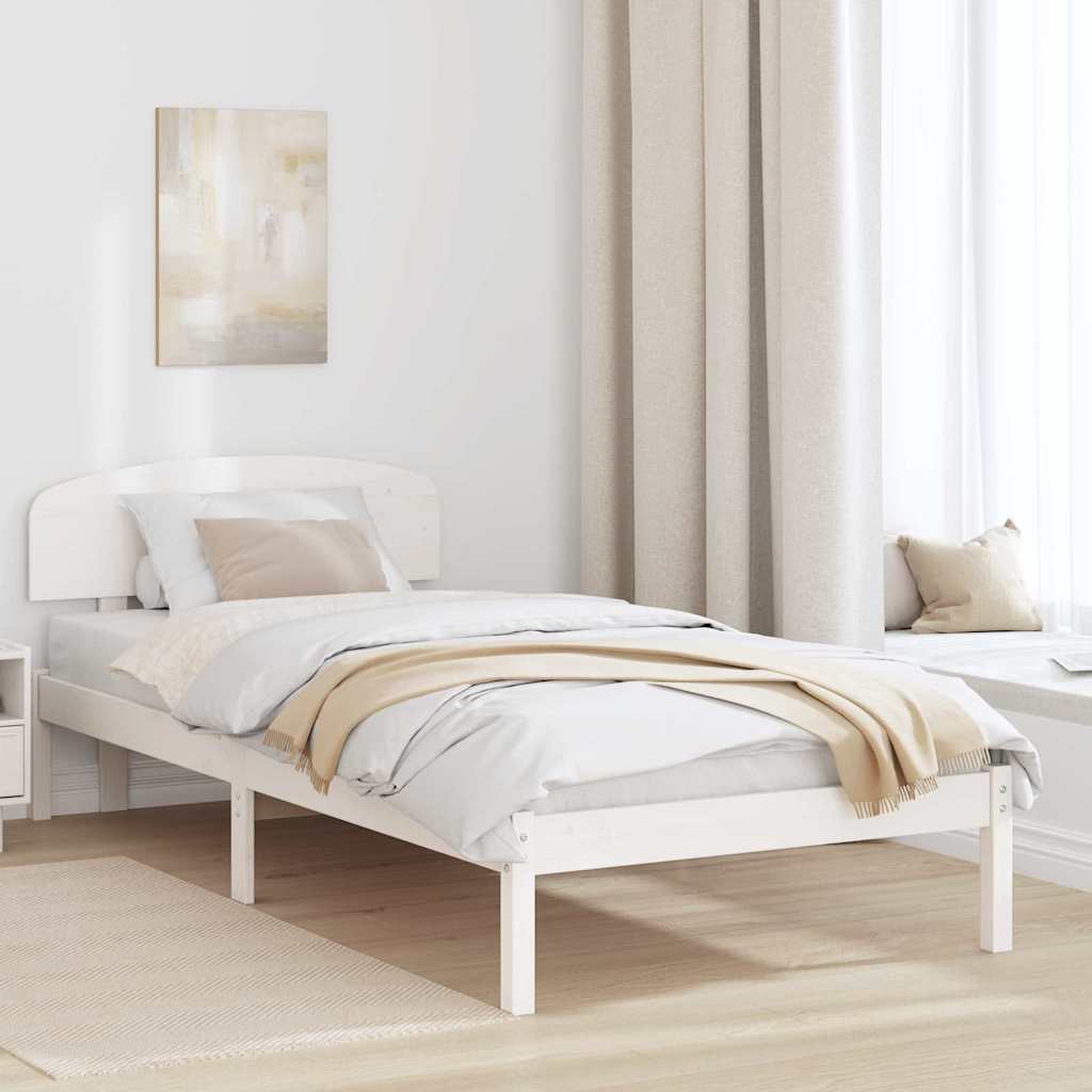 Sengestamme med hodegjerde Hvit 90 x 190 cm Massivt furutre