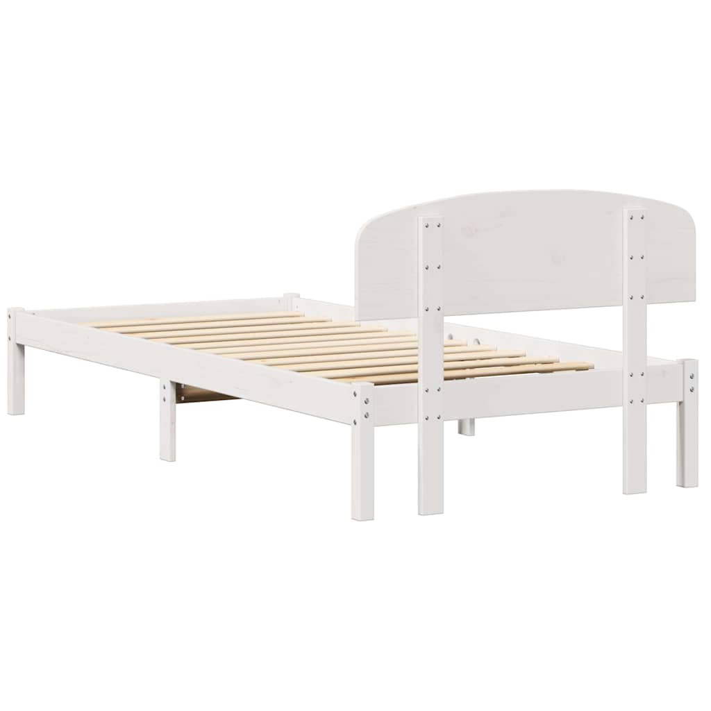 Sengestamme med hodegjerde Hvit 90 x 190 cm Massivt furutre
