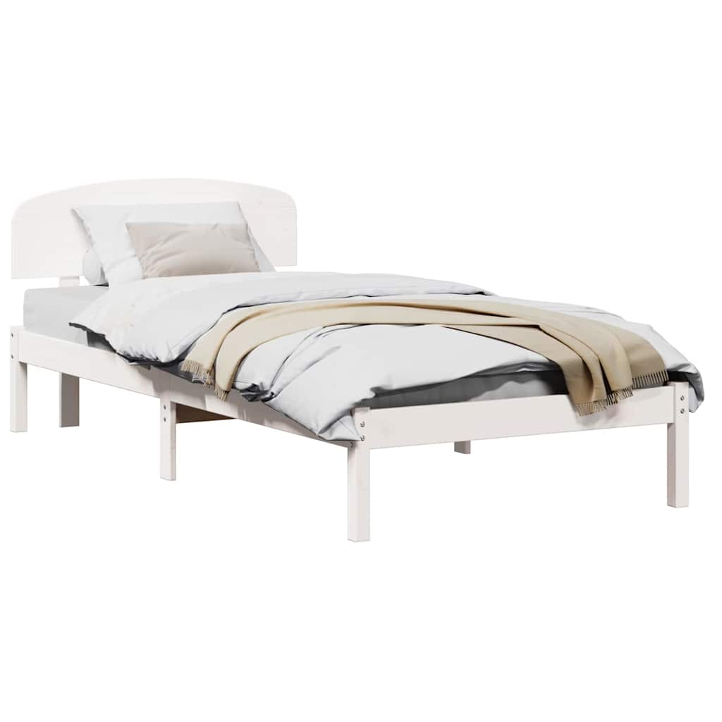 Sengestamme med hodegjerde Hvit 90 x 190 cm Massivt furutre