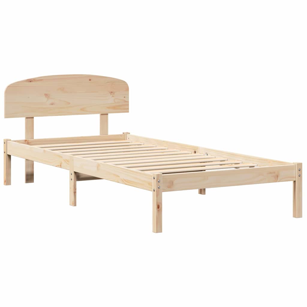 Sengestamme med hodegjerde Naturlig 75 x 190 cm Massiv furu