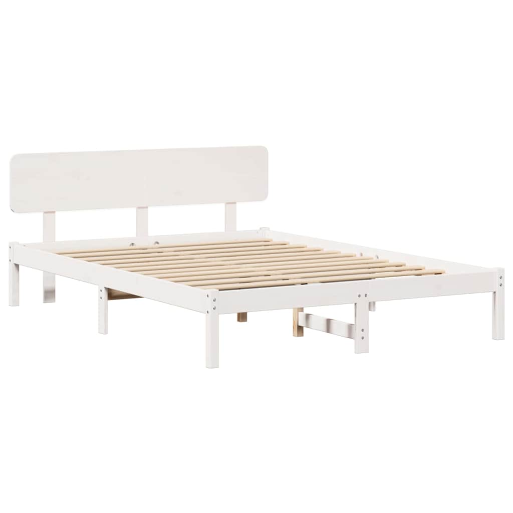 Sengestamme med hodegjerde Hvit 200 x 200 cm Massiv furu