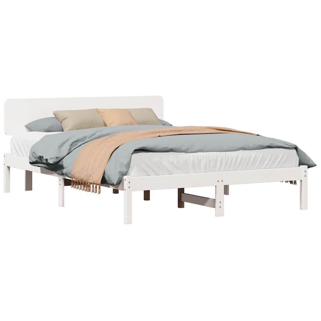 Sengestamme med hodegjerde Hvit 200 x 200 cm Massiv furu