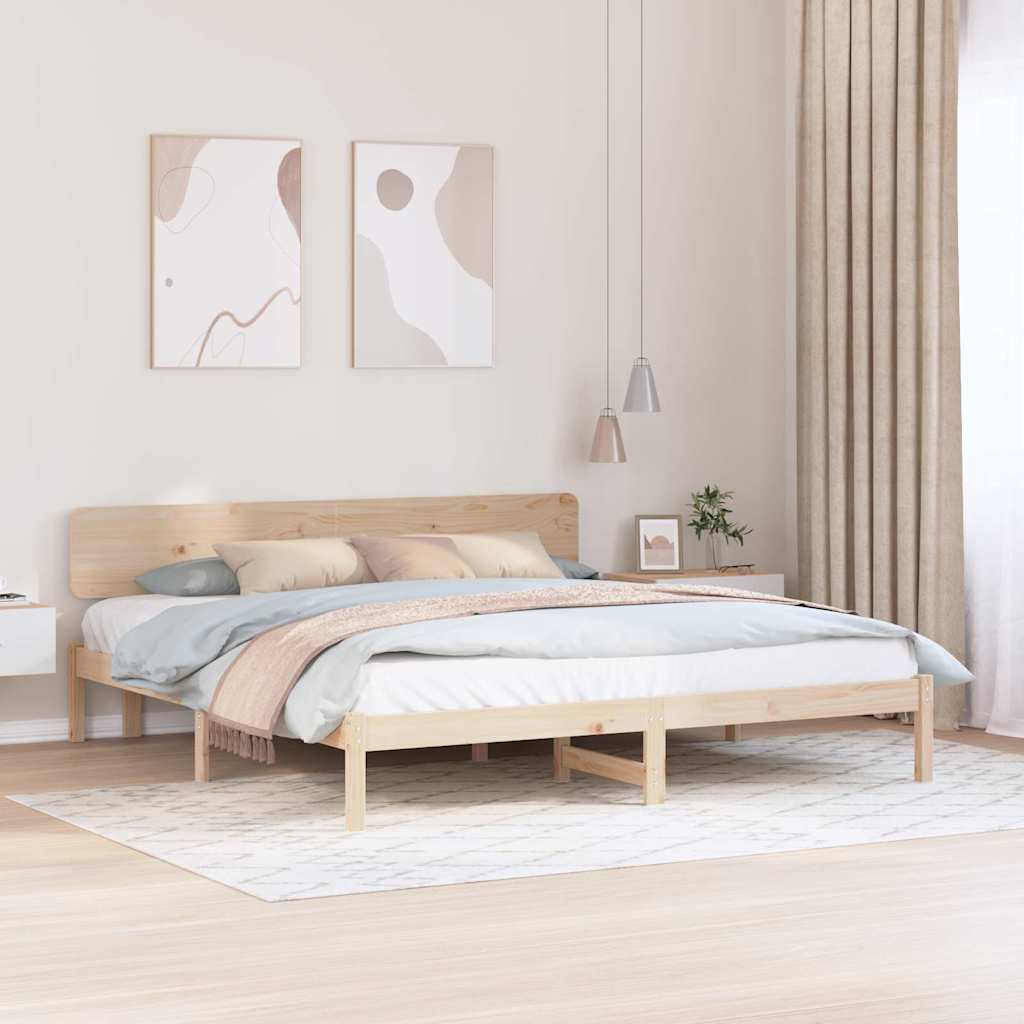Sengestamme med hodegjerde Naturlig 180 x 200 cm Massiv furu