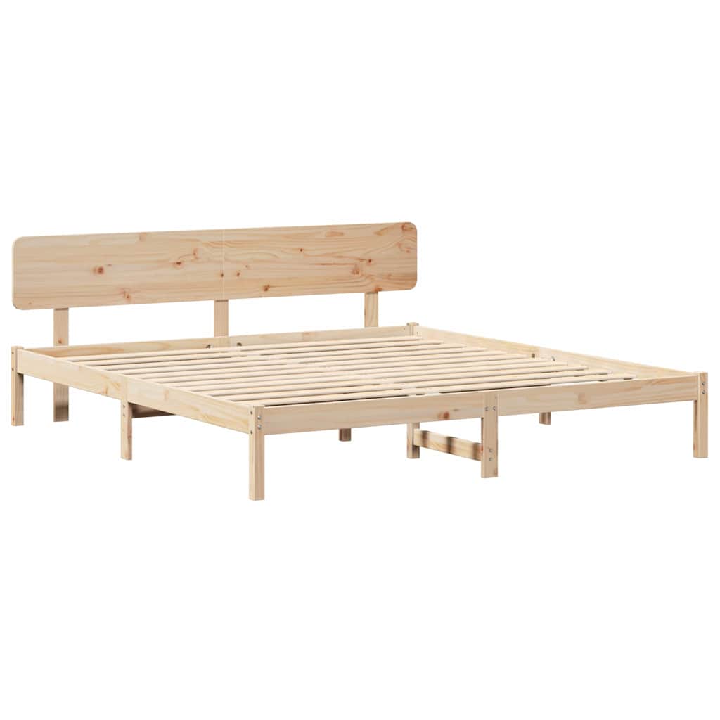 Sengestamme med hodegjerde Naturlig 180 x 200 cm Massiv furu