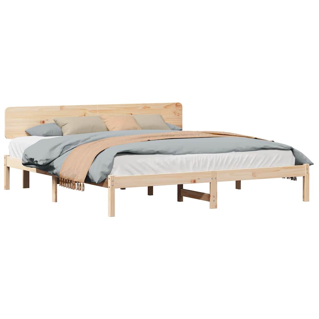 Sengestamme med hodegjerde Naturlig 180 x 200 cm Massiv furu