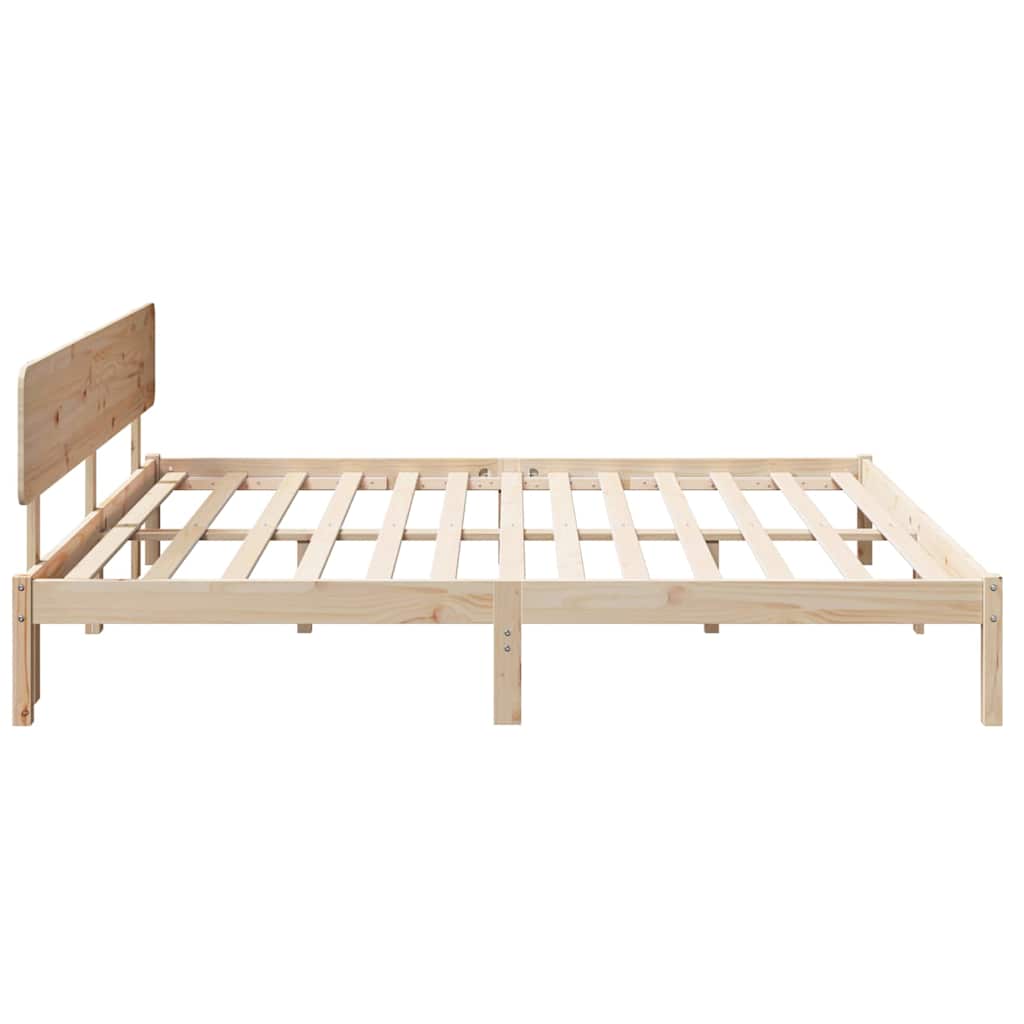 Sengestamme med hodegjerde Naturlig 180 x 200 cm Massiv furu