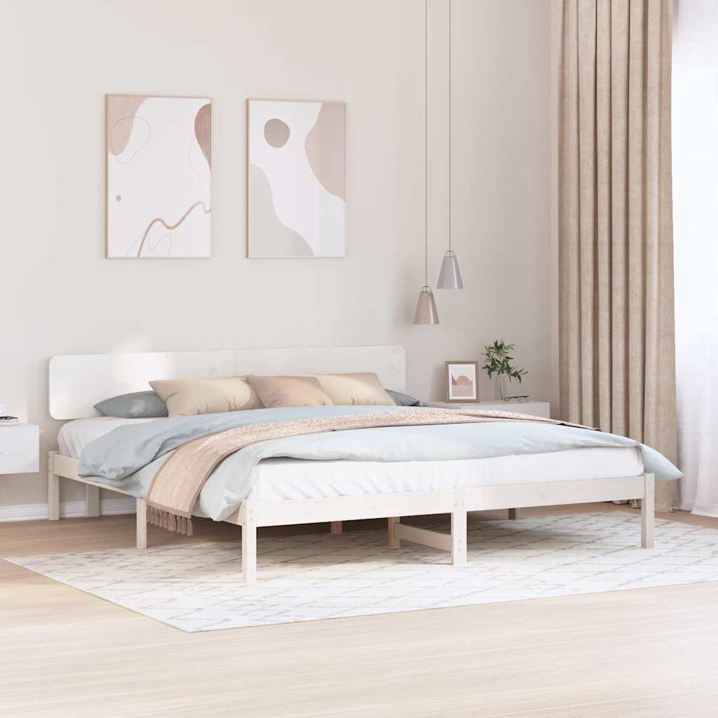 Sengestamme med hodegjerde Hvit 180 x 200 cm Massiv furu