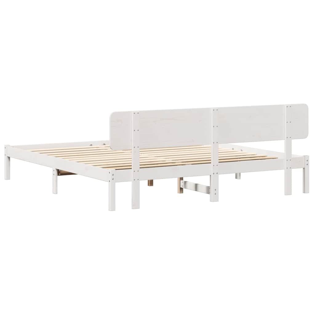 Sengestamme med hodegjerde Hvit 180 x 200 cm Massiv furu