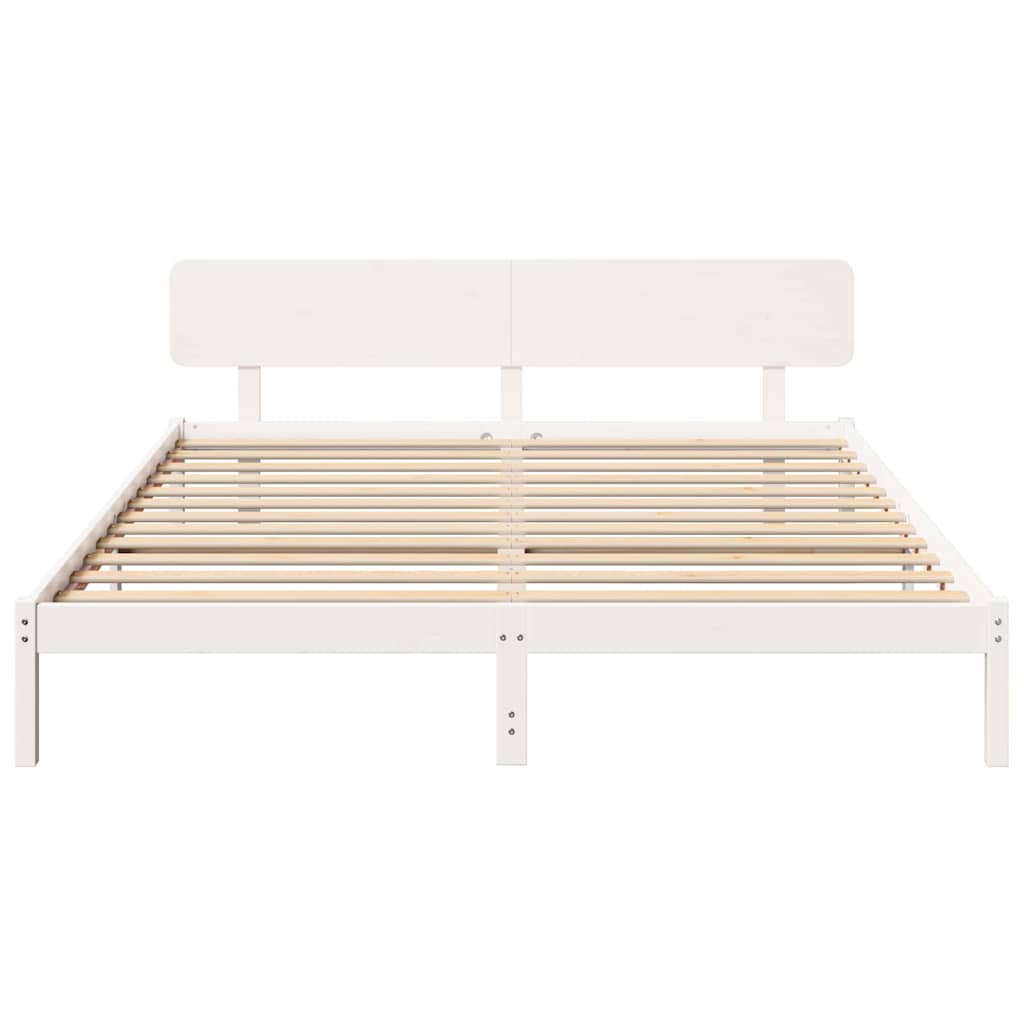 Sengestamme med hodegjerde Hvit 180 x 200 cm Massiv furu