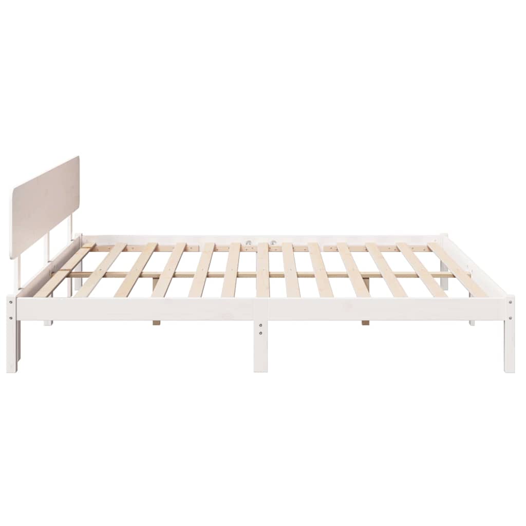 Sengestamme med hodegjerde Hvit 180 x 200 cm Massiv furu