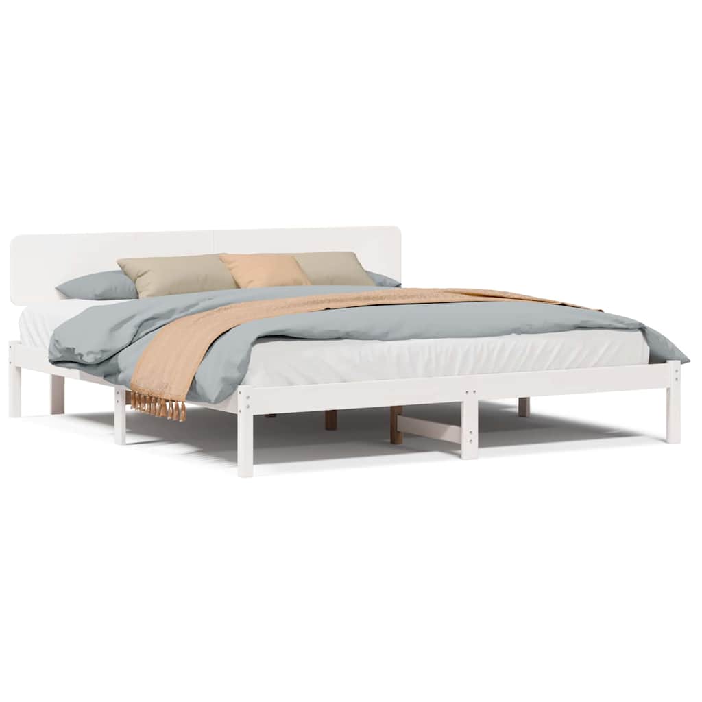 Sengestamme med hodegjerde Hvit 180 x 200 cm Heltre furu