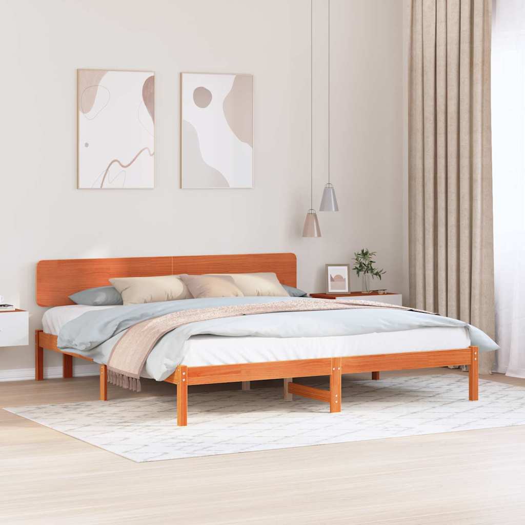 Sengestamme med hodegjerde Vokset Brun 180 x 200 cm Massiv furu