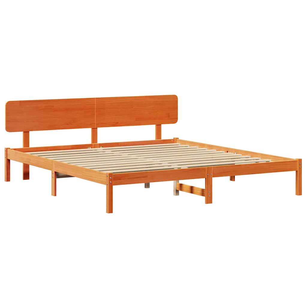 Sengestamme med hodegjerde Vokset Brun 180 x 200 cm Heltre furu