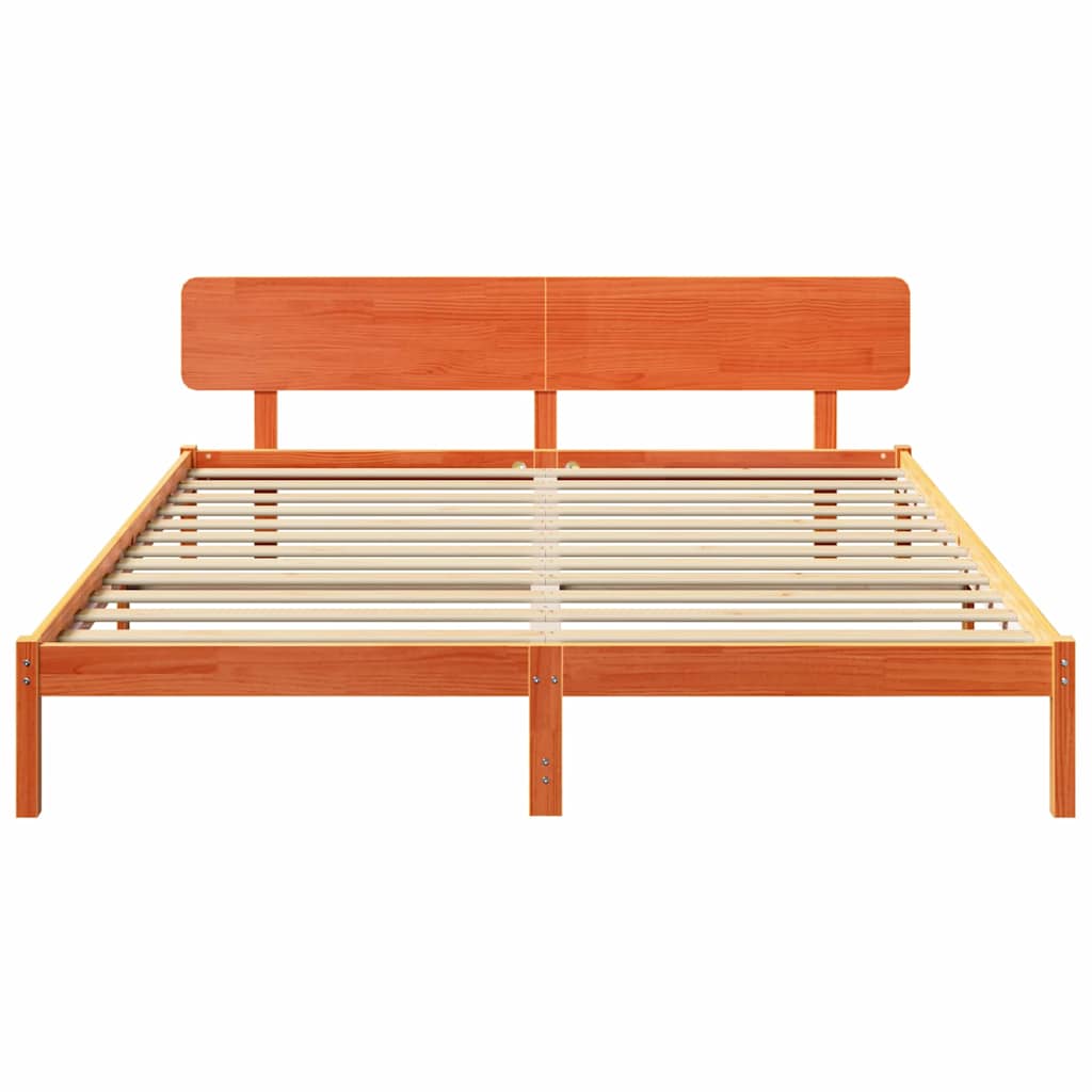 Sengestamme med hodegjerde Vokset Brun 180 x 200 cm Massiv furu