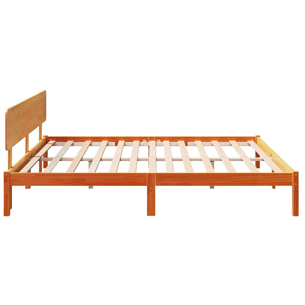 Sengestamme med hodegjerde Vokset Brun 180 x 200 cm Massiv furu