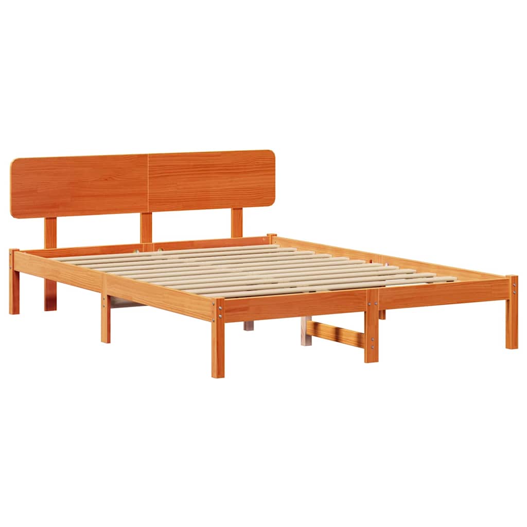 Sengestamme med hodegjerde Vokset Brun 150 x 200 cm Massiv furu