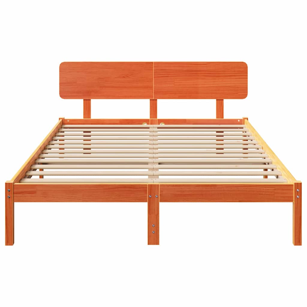 Sengestamme med hodegjerde Vokset Brun 150 x 200 cm Massiv furu