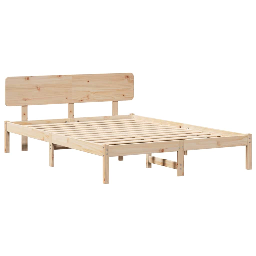 Sengestamme med hodegjerde Naturlig 140 x 200 cm Massiv furu
