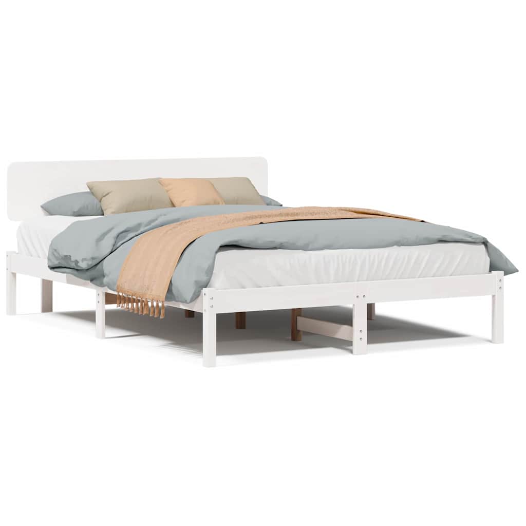 Sengestamme med hodegjerde Hvit 140 x 200 cm Heltre furu