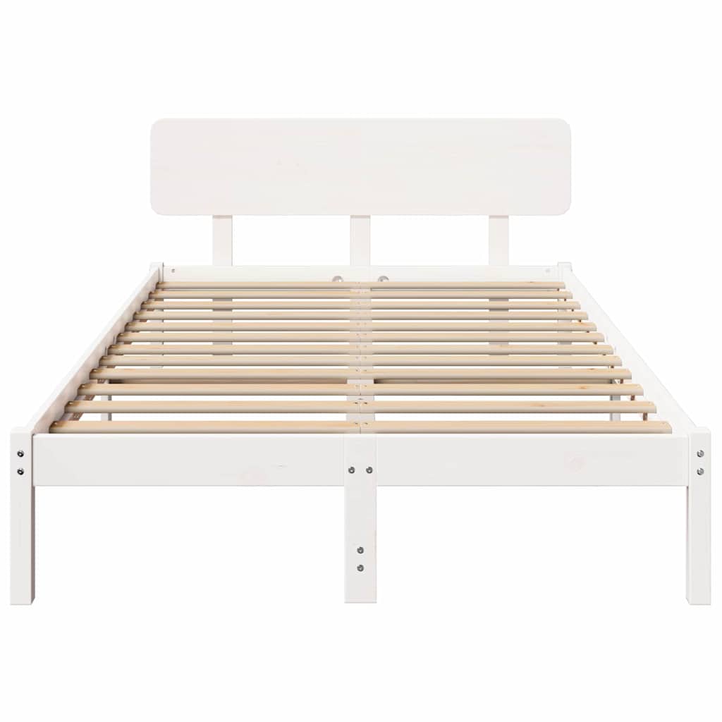 Sengestamme med hodegjerde Hvit 120 x 200 cm Massiv furu