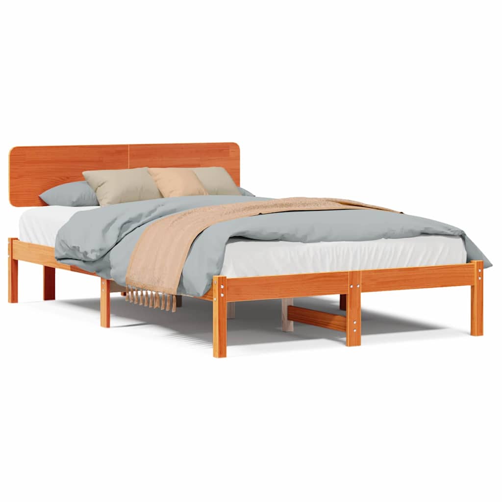 Sengestamme med hodegjerde Vokset Brun 120 x 200 cm Heltre furu