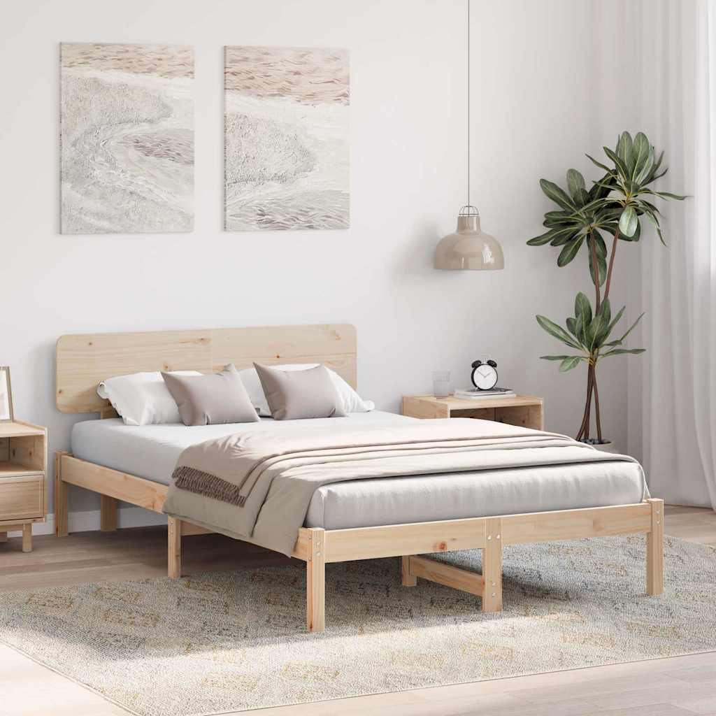 Sengestamme med hodegjerde Naturlig 140 x 190 cm Massiv furu