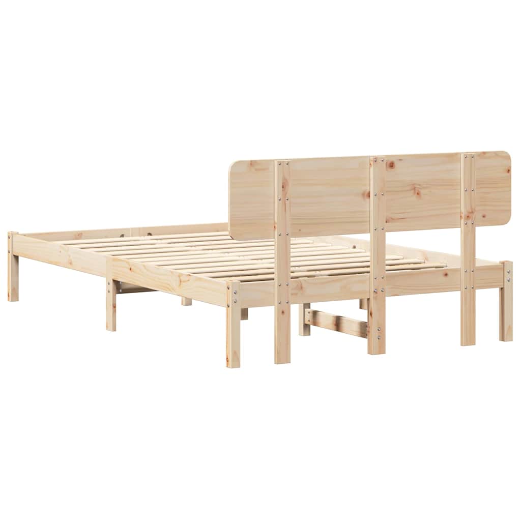 Sengestamme med hodegjerde Naturlig 140 x 190 cm Massiv furu