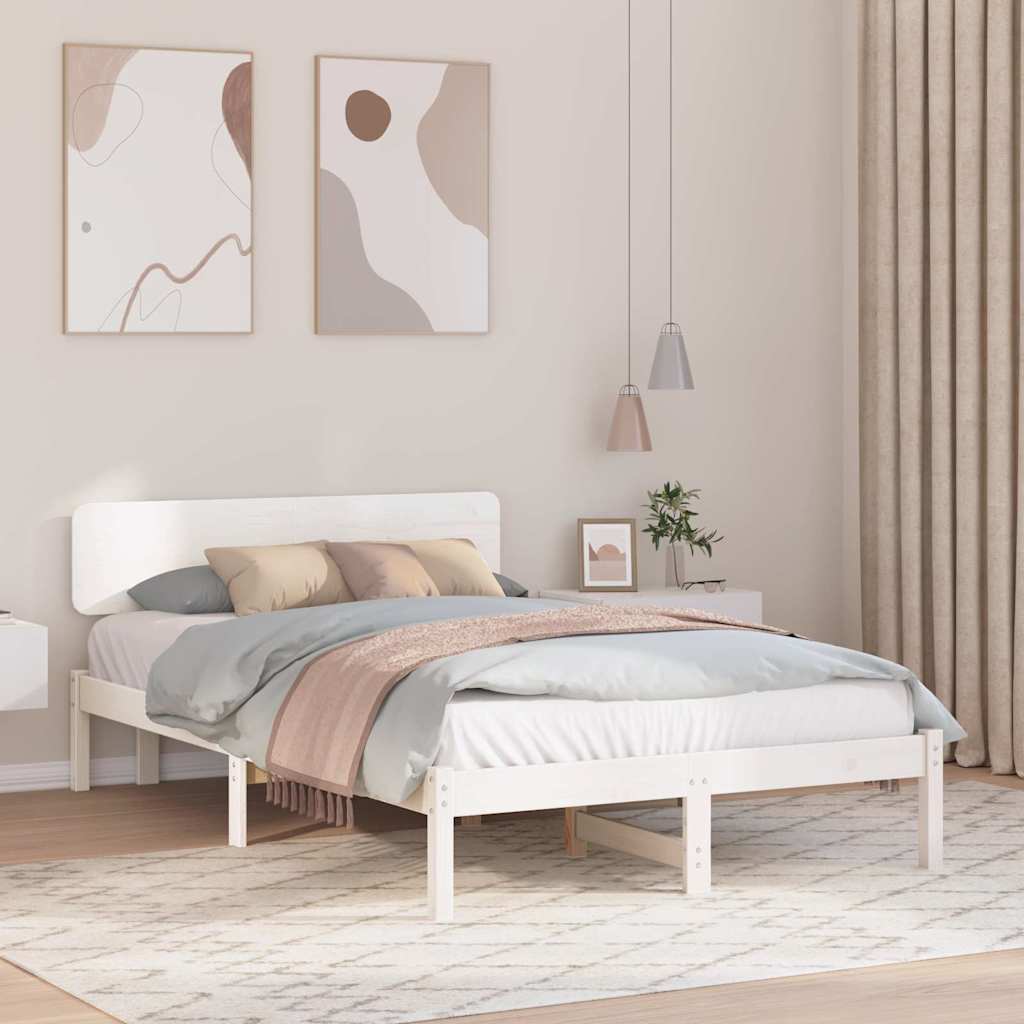 Sengestamme med hodegjerde Hvit 140 x 190 cm Heltre furu
