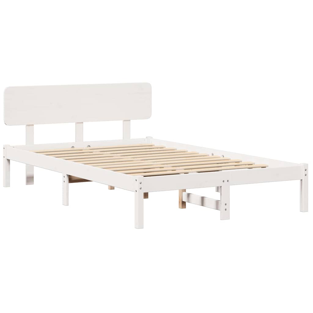Sengestamme med hodegjerde Hvit 140 x 190 cm Massiv furu