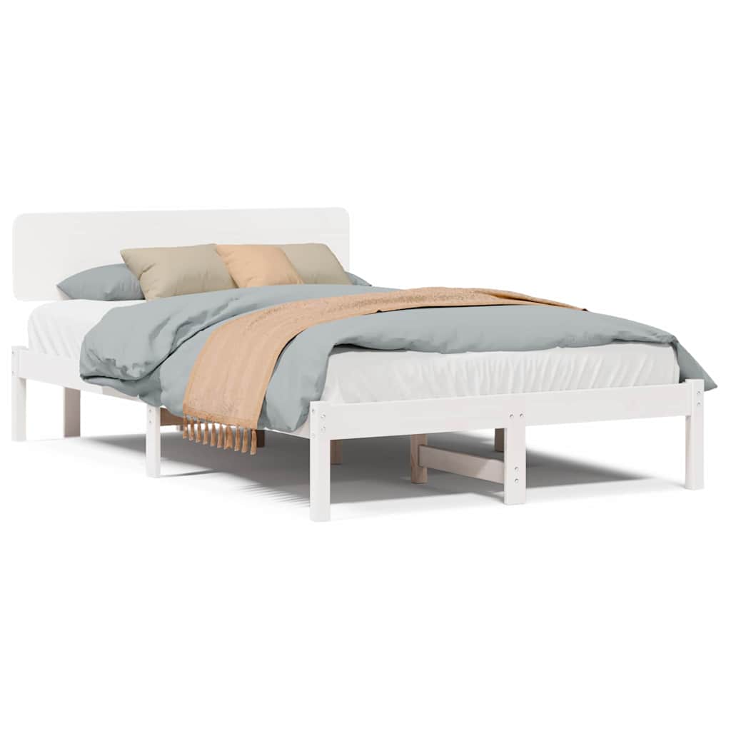 Sengestamme med hodegjerde Hvit 140 x 190 cm Heltre furu