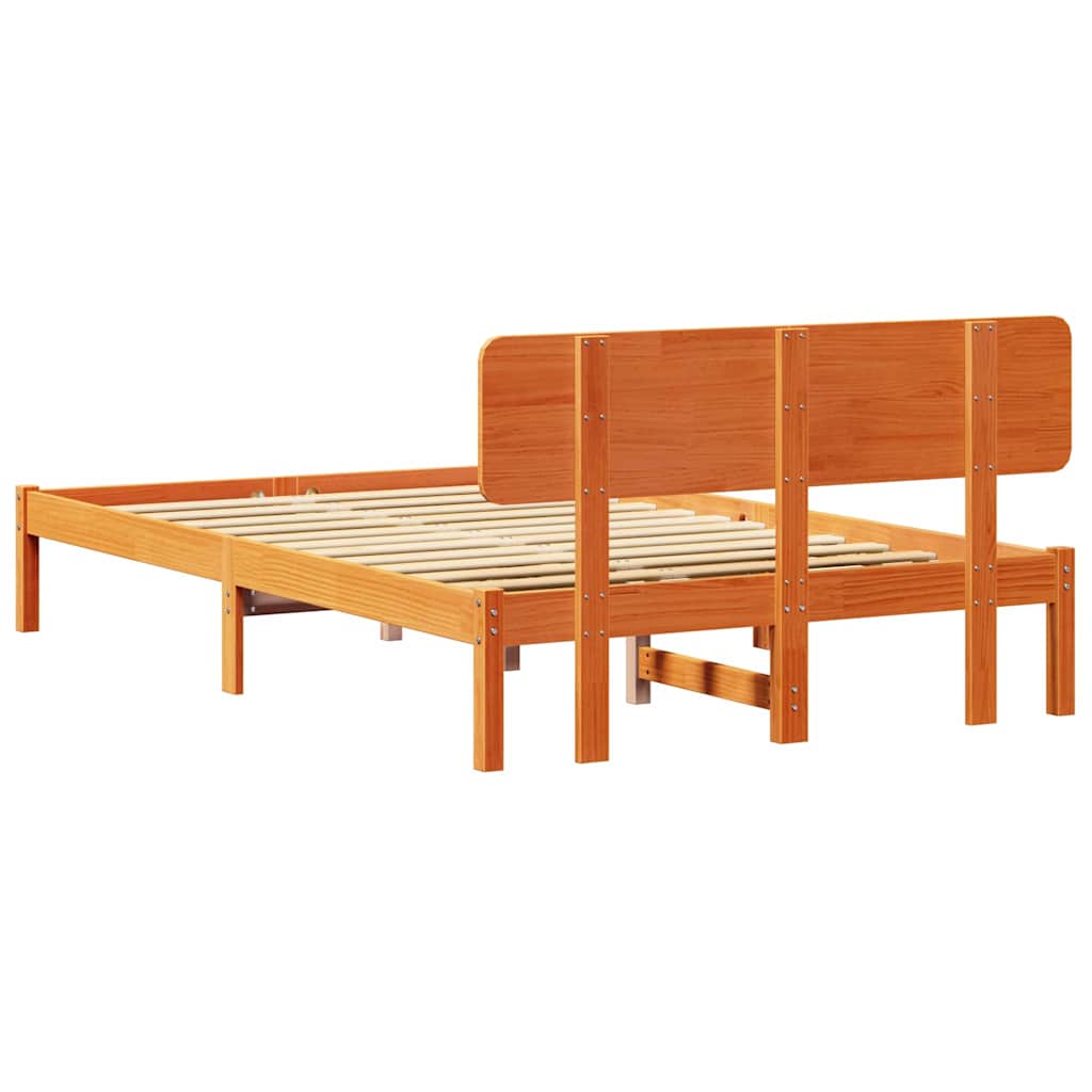 Sengestamme med hodegjerde Vokset Brun 140 x 190 cm Massiv furu